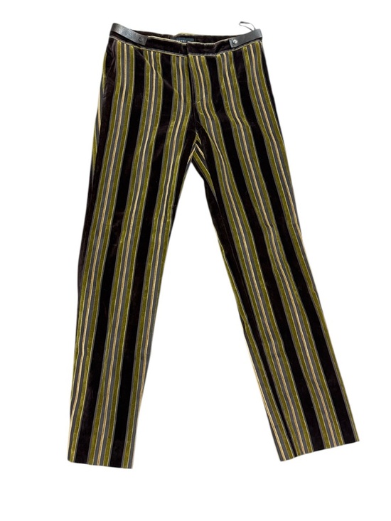 Gucci Black and Olive Green Striped Straight Leg Pants - Picture 2 of 6